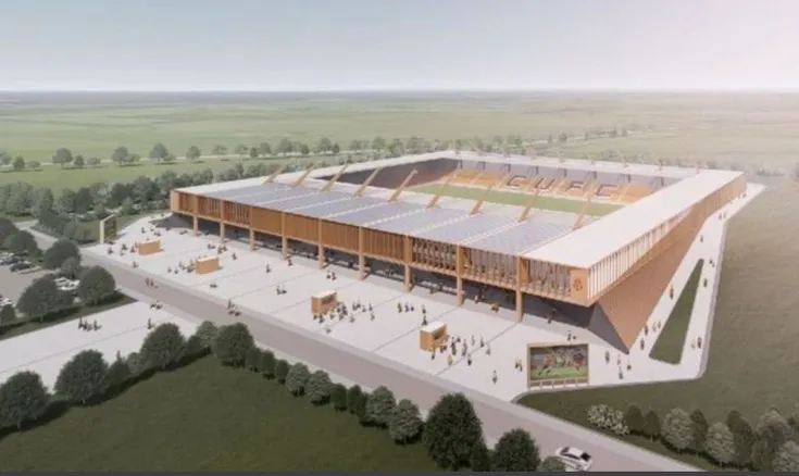 Bản thiết kế kế hoạch phát triển mới của sân vận động Abbey Stadium, hướng tới một tương lai hiện đại và mở rộng