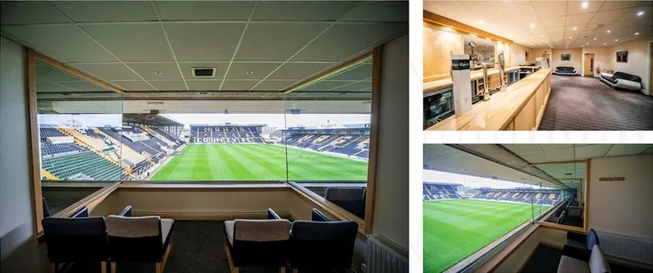 Không gian phòng khách VIP (Hospitality Lounge) tại sân Meadow Lane của Notts County