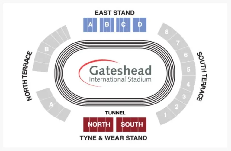 Sơ đồ bố trí chỗ ngồi sân vận động Gateshead International