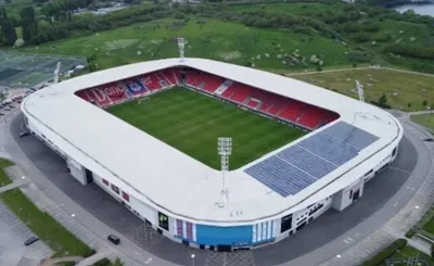 Tổng quan sân Eco-Power Stadium từ trên cao với kiến trúc hiện đại